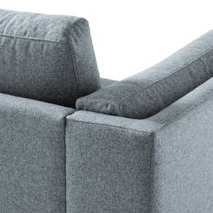 Ecksofa COSO Classic+ mit Longchair Webstoff - Webstoff Inze: Graublau - Breite: 246 cm - Longchair davorstehend rechts - Buche Dunkel