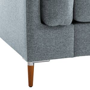 Ecksofa COSO Classic+ mit Longchair Webstoff - Webstoff Inze: Graublau - Breite: 246 cm - Longchair davorstehend rechts - Buche Dunkel