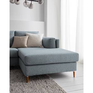 Ecksofa COSO Classic+ mit Longchair Webstoff - Webstoff Inze: Graublau - Breite: 246 cm - Longchair davorstehend rechts - Buche Dunkel