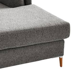 Ecksofa COSO Classic+ mit Longchair Webstoff - Chenille Rufi: Grau - Breite: 246 cm - Longchair davorstehend rechts - Buche Dunkel