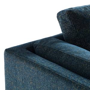 Ecksofa COSO Classic+ mit Longchair Webstoff - Chenille Rufi: Blau - Breite: 246 cm - Longchair davorstehend rechts - Buche Dunkel