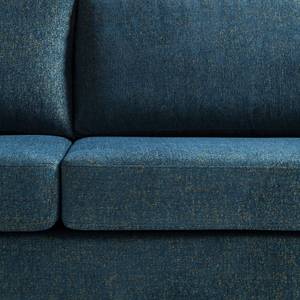 Ecksofa COSO Classic+ mit Longchair Webstoff - Chenille Rufi: Blau - Breite: 246 cm - Longchair davorstehend rechts - Buche Dunkel