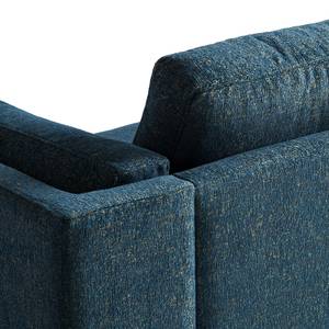 Ecksofa COSO Classic+ mit Longchair Webstoff - Chenille Rufi: Blau - Breite: 246 cm - Longchair davorstehend rechts - Buche Dunkel