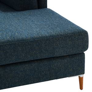 Ecksofa COSO Classic+ mit Longchair Webstoff - Chenille Rufi: Blau - Breite: 246 cm - Longchair davorstehend rechts - Buche Dunkel