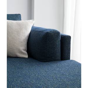 Ecksofa COSO Classic+ mit Longchair Webstoff - Chenille Rufi: Blau - Breite: 246 cm - Longchair davorstehend rechts - Buche Dunkel