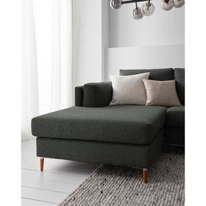 Ecksofa COSO Classic+ mit Longchair Webstoff - Webstoff Inze: Dunkelgrau - Breite: 278 cm - Longchair davorstehend links - Buche Dunkel