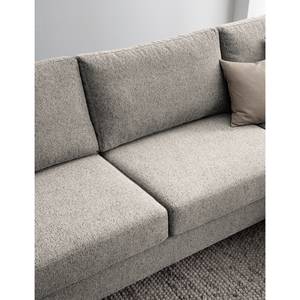 Ecksofa COSO Classic+ mit Longchair Webstoff - Chenille Rufi: Beige - Breite: 278 cm - Longchair davorstehend rechts - Buche Dunkel