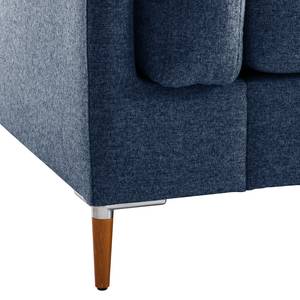 Ecksofa COSO Classic+ mit Longchair Webstoff - Webstoff Inze: Blau - Breite: 278 cm - Longchair davorstehend rechts - Buche Dunkel