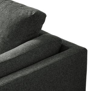 Ecksofa COSO Classic+ mit Ottomane Webstoff - Webstoff Inze: Dunkelgrau - Breite: 245 cm - Ottomane davorstehend links - Keine Funktion - Buche Dunkel