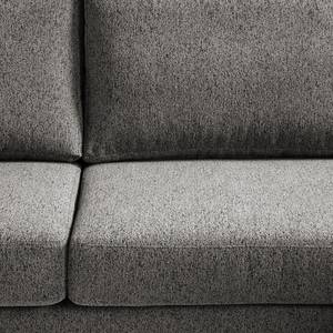 Ecksofa COSO Classic+ mit Ottomane Webstoff - Chenille Rufi: Grau - Breite: 245 cm - Ottomane davorstehend rechts - Bettkasten - Buche Dunkel