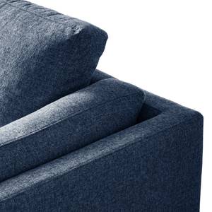 Ecksofa COSO Classic+ mit Ottomane Webstoff - Webstoff Inze: Blau - Breite: 311 cm - Ottomane davorstehend links - Keine Funktion - Buche Dunkel