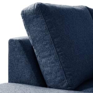 Ecksofa COSO Classic+ mit Ottomane Webstoff - Webstoff Inze: Blau - Breite: 311 cm - Ottomane davorstehend links - Keine Funktion - Buche Dunkel