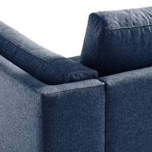 Ecksofa COSO Classic+ mit Ottomane Webstoff - Webstoff Inze: Blau - Breite: 311 cm - Ottomane davorstehend links - Keine Funktion - Buche Dunkel