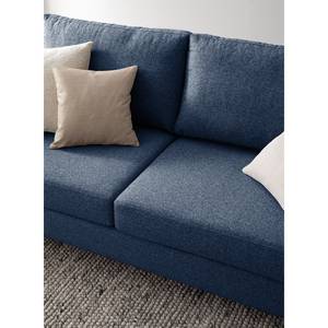 Ecksofa COSO Classic+ mit Ottomane Webstoff - Webstoff Inze: Blau - Breite: 311 cm - Ottomane davorstehend links - Keine Funktion - Buche Dunkel