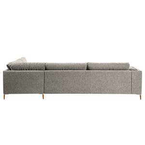 Ecksofa COSO Classic+ mit Ottomane Webstoff - Chenille Rufi: Beige - Breite: 311 cm - Ottomane davorstehend rechts - Bettkasten - Buche Dunkel