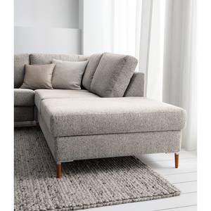 Ecksofa COSO Classic+ mit Ottomane Webstoff - Chenille Rufi: Beige - Breite: 311 cm - Ottomane davorstehend rechts - Bettkasten - Buche Dunkel