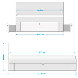 Bedframe Caseville Beige - Wit - Plaatmateriaal - 146 x 90 x 214 cm