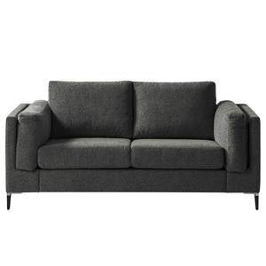 2-Sitzer Sofa COSO Classic+ Webstoff - Chenille Rufi: Anthrazit - Schwarz