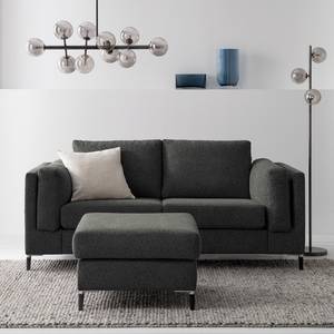 2-Sitzer Sofa COSO Classic+ Webstoff - Chenille Rufi: Anthrazit - Schwarz