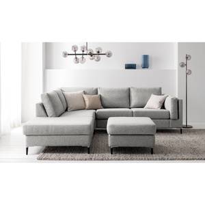 Gestoffeerde hocker COSO Classic+ geweven stof - Geweven stof Inze: Lichtgrijs - Breedte: 64 cm - Zwart