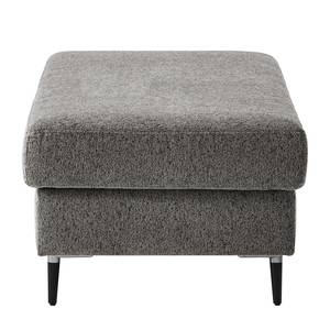 Gestoffeerde hocker COSO Classic+ geweven stof - Chenille Rufi: Grijs - Breedte: 95 cm - Zwart