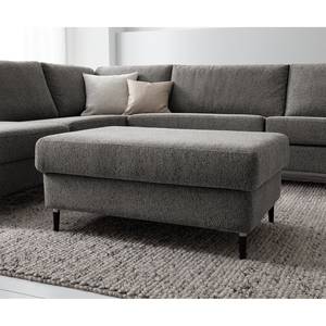 Gestoffeerde hocker COSO Classic+ geweven stof - Chenille Rufi: Grijs - Breedte: 95 cm - Zwart