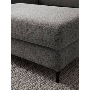 Gestoffeerde hocker COSO Classic+ geweven stof - Chenille Rufi: Grijs - Breedte: 95 cm - Zwart