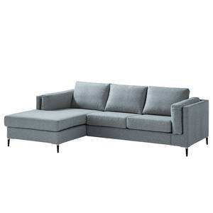 Ecksofa COSO Classic+ mit Longchair Webstoff - Webstoff Inze: Graublau - Breite: 246 cm - Longchair davorstehend links - Schwarz