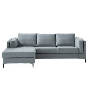 Ecksofa COSO Classic+ mit Longchair Webstoff - Webstoff Inze: Graublau - Breite: 246 cm - Longchair davorstehend links - Schwarz