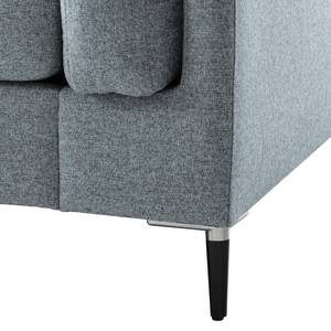 Ecksofa COSO Classic+ mit Longchair Webstoff - Webstoff Inze: Graublau - Breite: 246 cm - Longchair davorstehend links - Schwarz