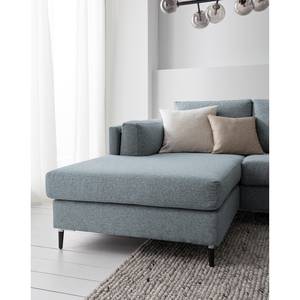 Ecksofa COSO Classic+ mit Longchair Webstoff - Webstoff Inze: Graublau - Breite: 246 cm - Longchair davorstehend links - Schwarz