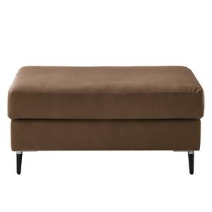 Gestoffeerde hocker COSO Classic+ echt leer - Leer Taru: Nougatkleurig - Breedte: 95 cm - Zwart