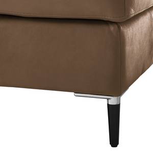 Gestoffeerde hocker COSO Classic+ echt leer - Leer Taru: Nougatkleurig - Breedte: 95 cm - Zwart