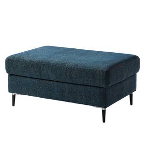 Gestoffeerde hocker COSO Classic+ geweven stof - Chenille Rufi: Blauw - Breedte: 95 cm - Zwart