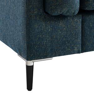 Ecksofa COSO Classic+ mit Longchair Webstoff - Chenille Rufi: Blau - Breite: 246 cm - Longchair davorstehend rechts - Schwarz