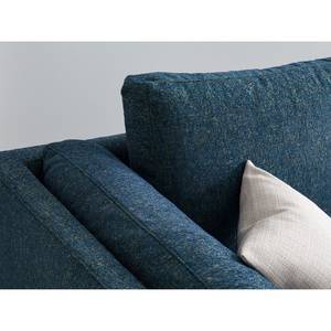 Ecksofa COSO Classic+ mit Longchair Webstoff - Chenille Rufi: Blau - Breite: 246 cm - Longchair davorstehend rechts - Schwarz