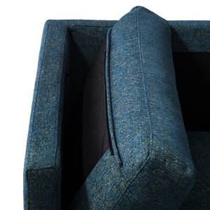 Ecksofa COSO Classic+ mit Longchair Webstoff - Chenille Rufi: Blau - Breite: 287 cm - Longchair davorstehend links - Schwarz