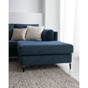 Ecksofa COSO Classic+ mit Longchair Webstoff - Chenille Rufi: Blau - Breite: 287 cm - Longchair davorstehend rechts - Schwarz