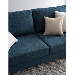 Ecksofa COSO Classic+ mit Longchair Webstoff - Chenille Rufi: Blau - Breite: 287 cm - Longchair davorstehend rechts - Schwarz