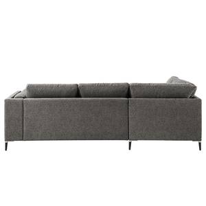 Ecksofa COSO Classic+ mit Ottomane Webstoff - Chenille Rufi: Grau - Breite: 245 cm - Ottomane davorstehend links - Keine Funktion - Schwarz