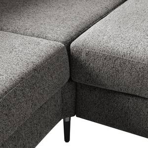 Ecksofa COSO Classic+ mit Ottomane Webstoff - Chenille Rufi: Grau - Breite: 245 cm - Ottomane davorstehend links - Keine Funktion - Schwarz