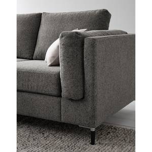 Ecksofa COSO Classic+ mit Ottomane Webstoff - Chenille Rufi: Grau - Breite: 245 cm - Ottomane davorstehend links - Keine Funktion - Schwarz