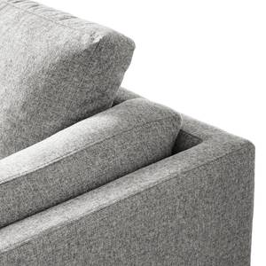 Ecksofa COSO Classic+ mit Ottomane Webstoff - Webstoff Inze: Hellgrau - Breite: 245 cm - Ottomane davorstehend links - Bettkasten - Schwarz