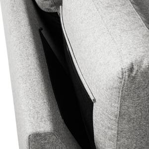 Canapé d’angle COSO Classic+ ottomane Tissu - Tissu Inze: Gris clair - Largeur : 245 cm - Méridienne longue à gauche (vue de face) - Coffre de lit - Noir