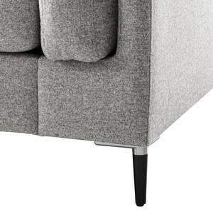 Canapé d’angle COSO Classic+ ottomane Tissu - Tissu Inze: Gris clair - Largeur : 245 cm - Méridienne longue à gauche (vue de face) - Coffre de lit - Noir
