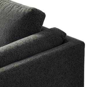 Ecksofa COSO Classic+ mit Ottomane Webstoff - Chenille Rufi: Anthrazit - Breite: 245 cm - Ottomane davorstehend links - Bettkasten - Schwarz