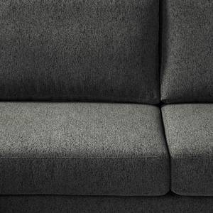 Ecksofa COSO Classic+ mit Ottomane Webstoff - Chenille Rufi: Anthrazit - Breite: 245 cm - Ottomane davorstehend links - Bettkasten - Schwarz