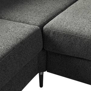 Ecksofa COSO Classic+ mit Ottomane Webstoff - Chenille Rufi: Anthrazit - Breite: 245 cm - Ottomane davorstehend links - Bettkasten - Schwarz