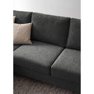 Ecksofa COSO Classic+ mit Ottomane Webstoff - Chenille Rufi: Anthrazit - Breite: 245 cm - Ottomane davorstehend links - Bettkasten - Schwarz