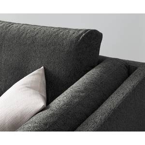 Ecksofa COSO Classic+ mit Ottomane Webstoff - Chenille Rufi: Anthrazit - Breite: 245 cm - Ottomane davorstehend links - Bettkasten - Schwarz